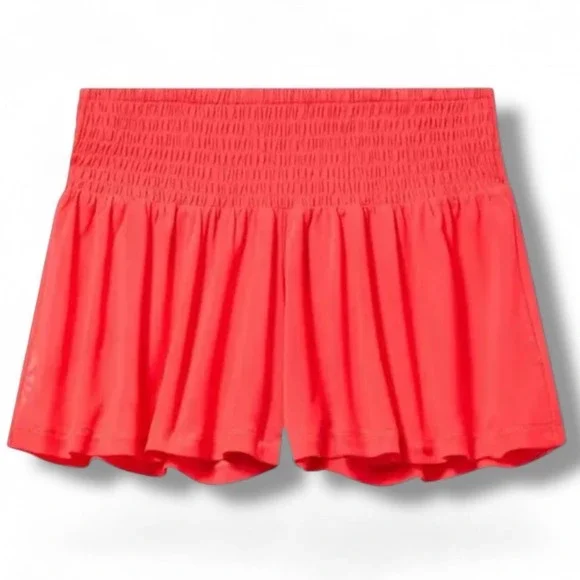 TORRID Swim Shorts CoverUp Sheer Neon-Coral Mesh Smocked Waist Flowy NWT Size 2X - Picture 2 of 11